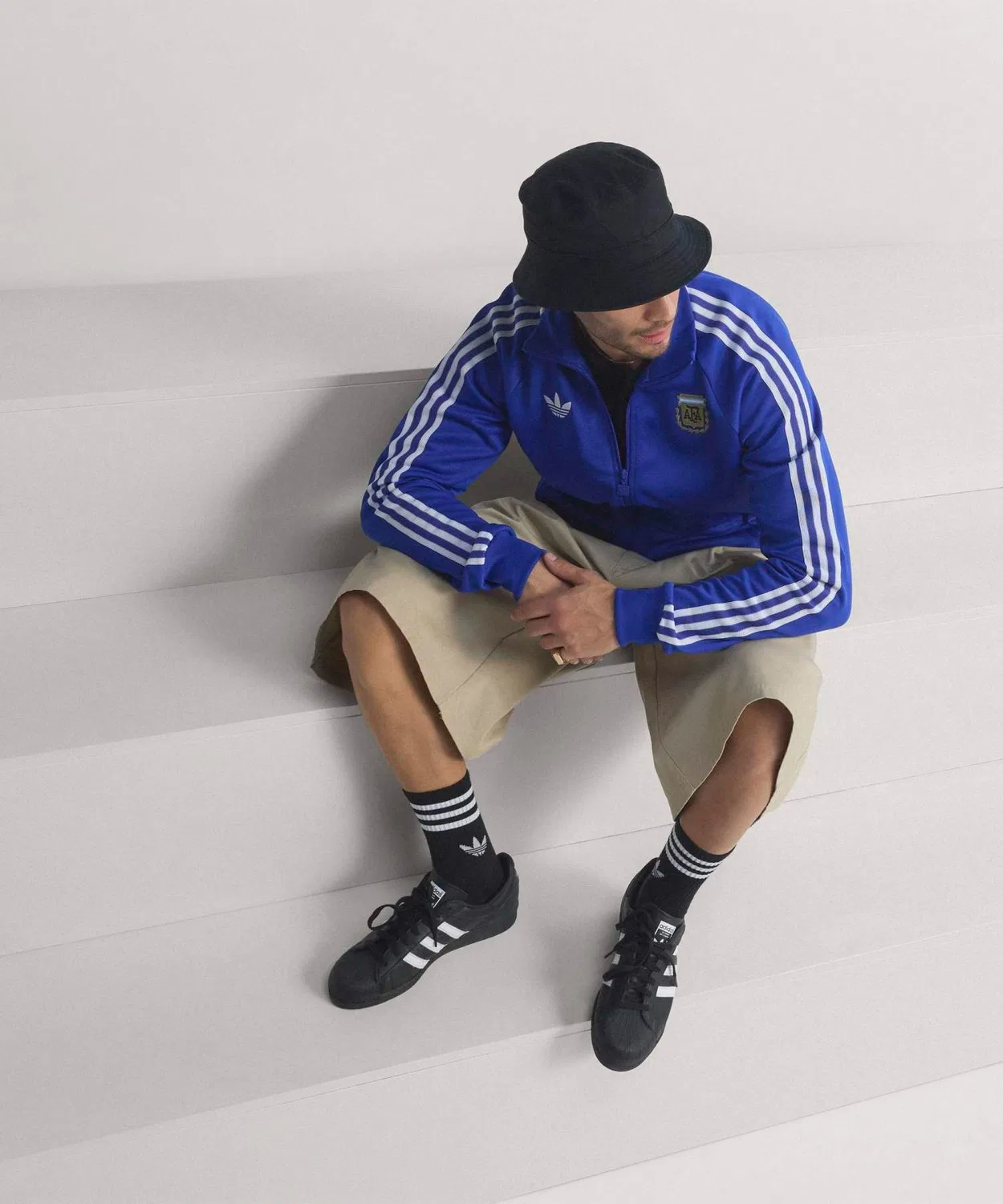 Мужской топ с высоким воротником с принтом Adidas Argentina Originals, Blue — фото 2