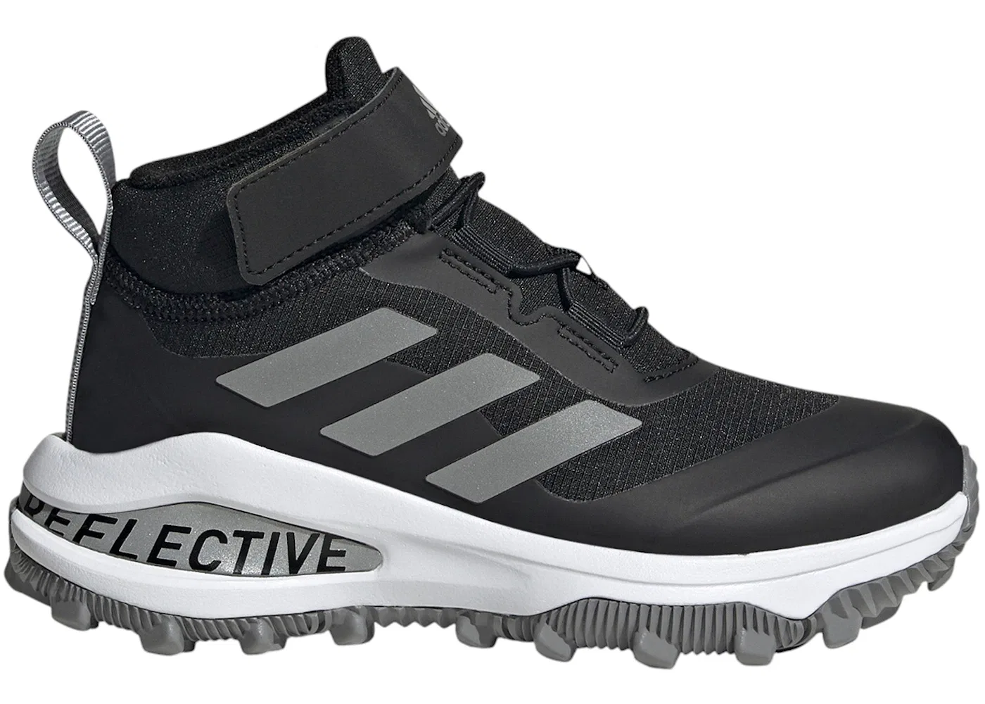 Детские кроссовки на шнуровке Adidas Fortarun All Terrain Cloudfoam, Core Black Silver Metallic Cloud White