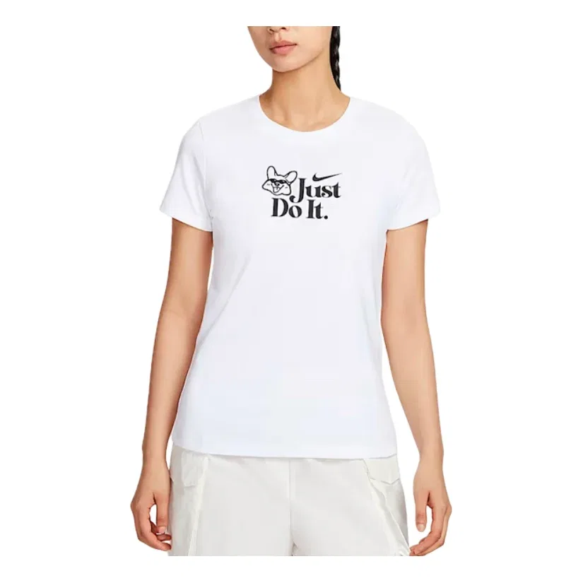 Женская футболка Sportswear Doggie Short Sleeve T-Shirt Asia Sizing 'White Black' Nike, White/Black
