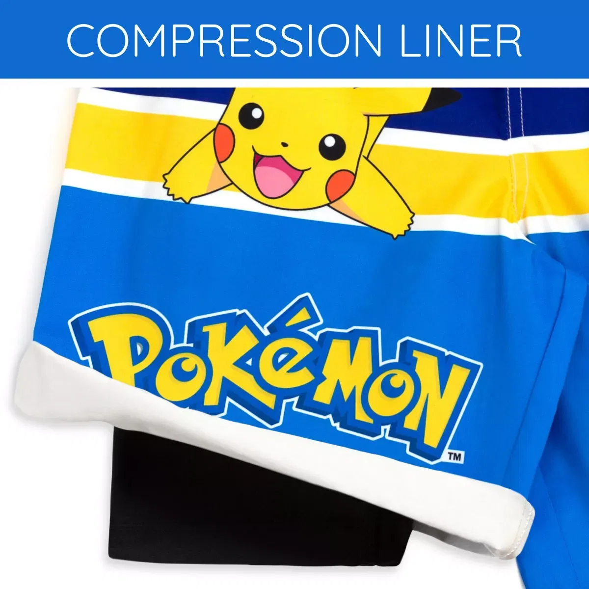 Детские плавки с принтом Pokemon Compression UPF 50+ Swim Trunks Bathing Suit Pokemon, Blue — фото 2