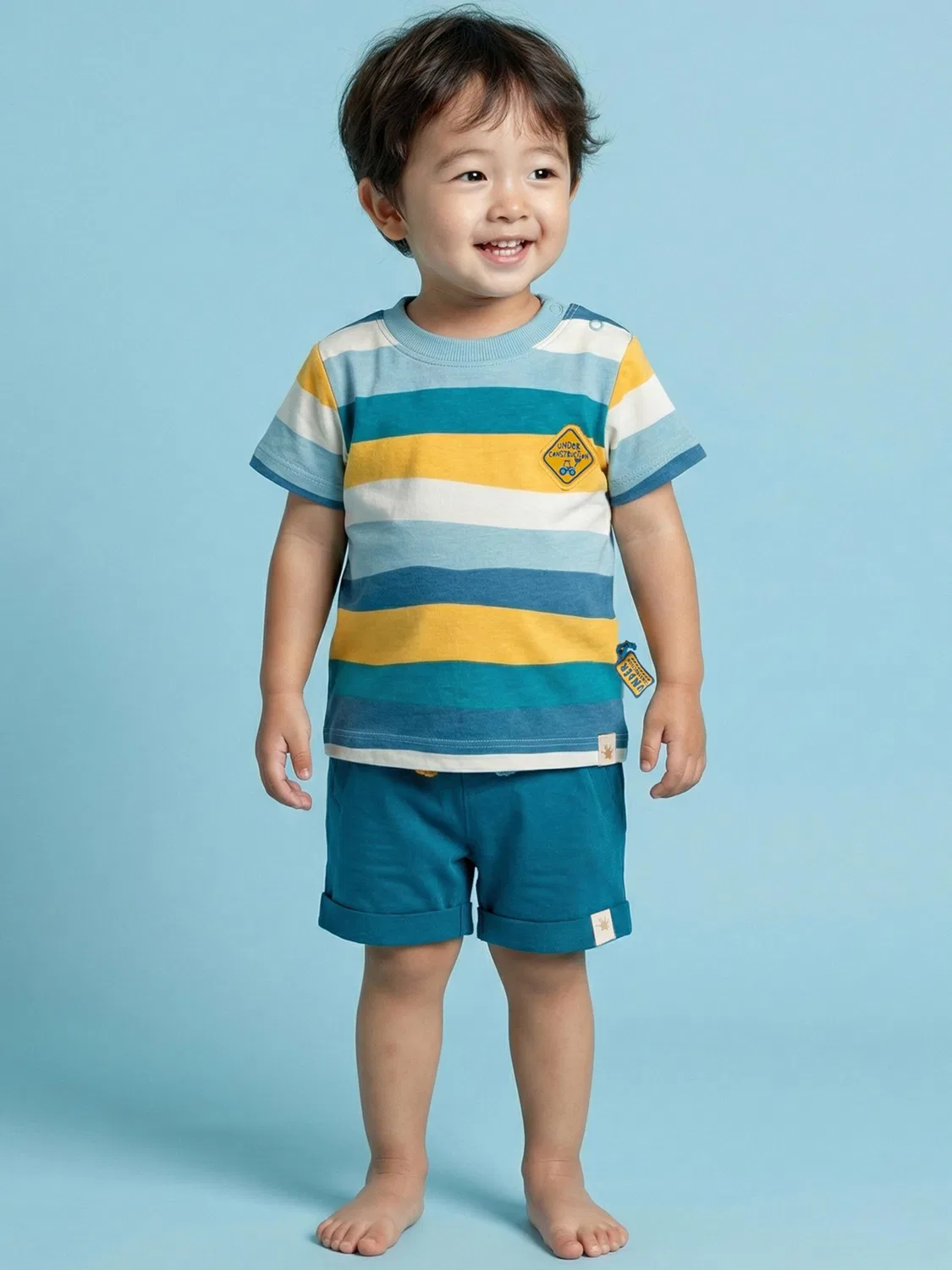 Шорты Sigikid Regular Pants Bermuda Blue & Bright в цвете Petrol — фото 3