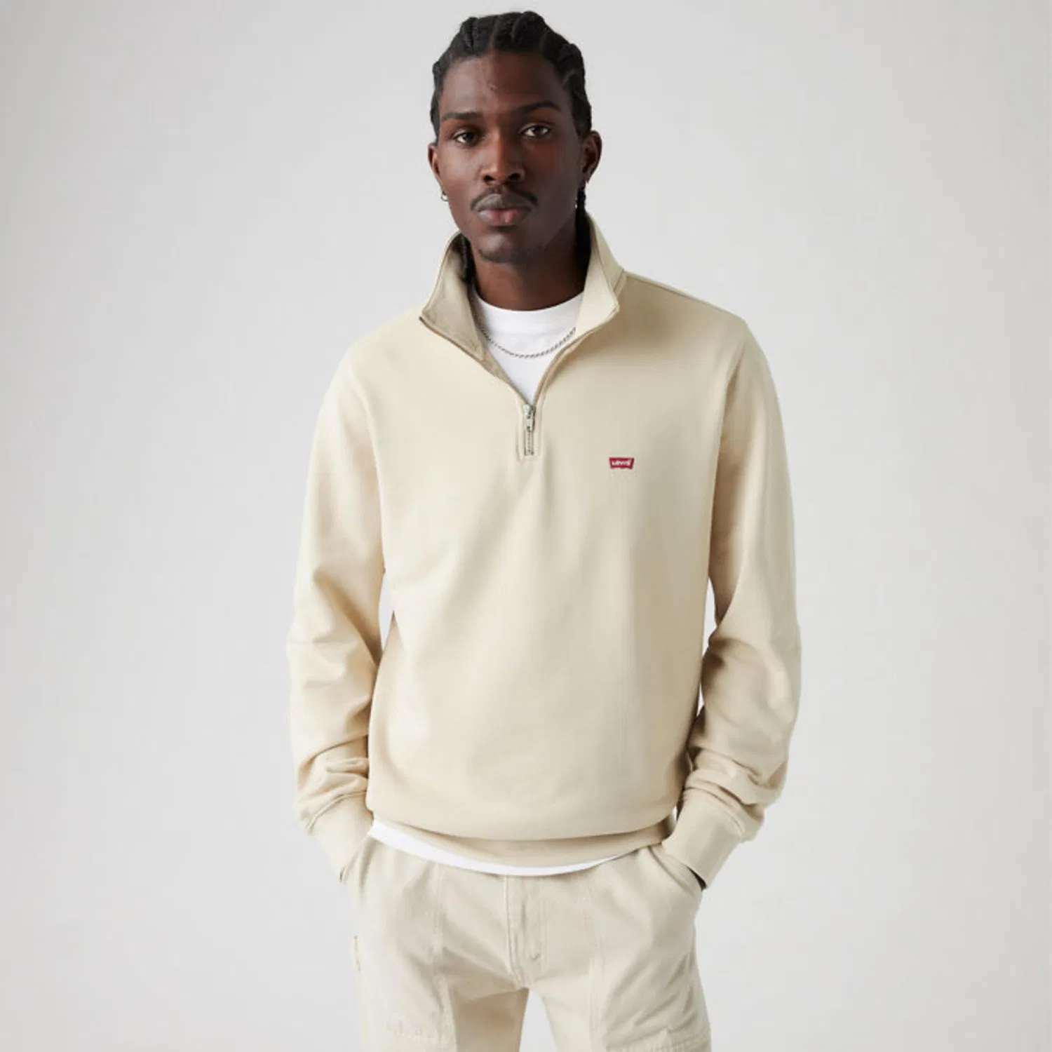 Мужской свитшот с четверть-застежкой Original HM Levi's, 2-Fog — фото 2