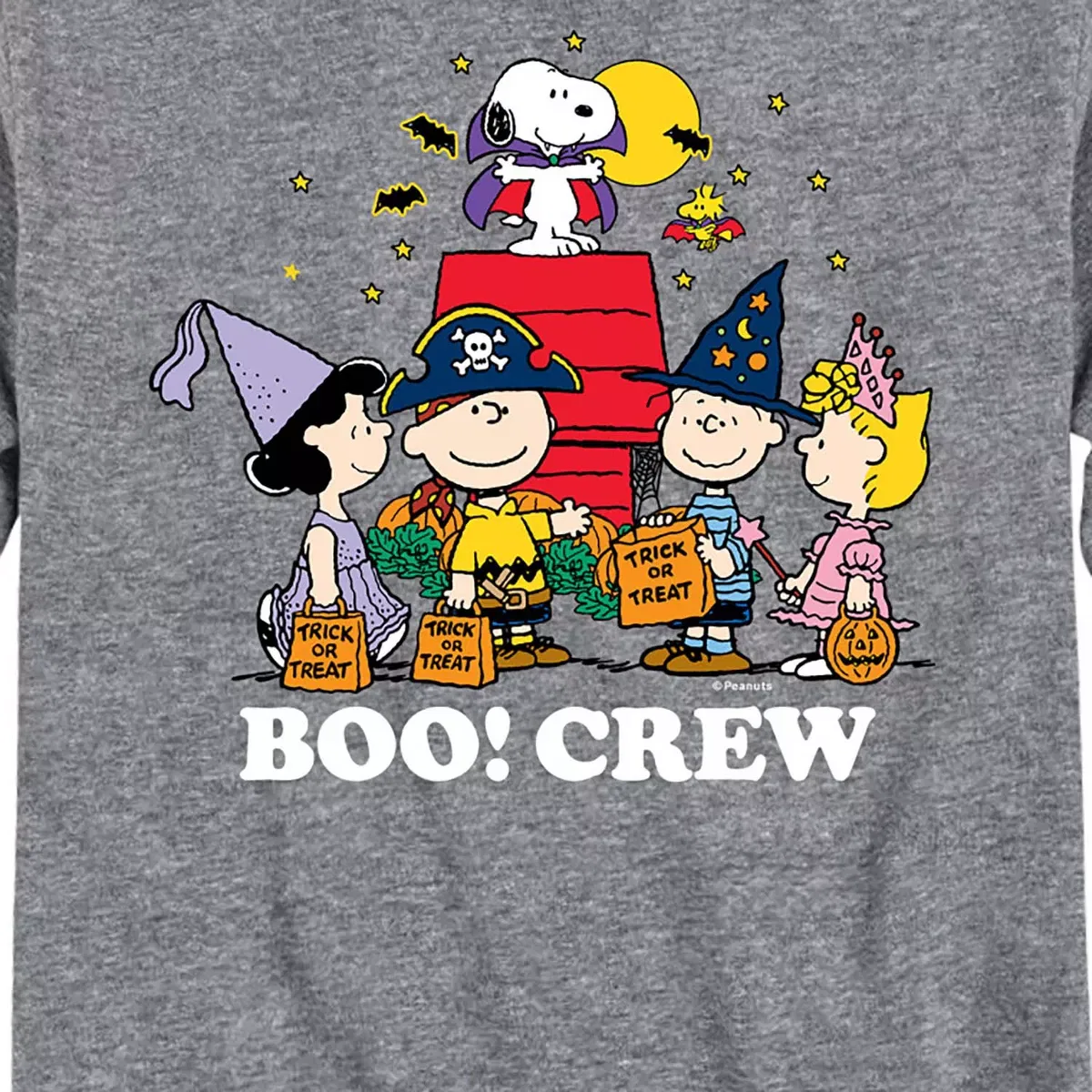 Детский лонгслив с принтом Boo Crew Peanuts, Athletic Heather — фото 2