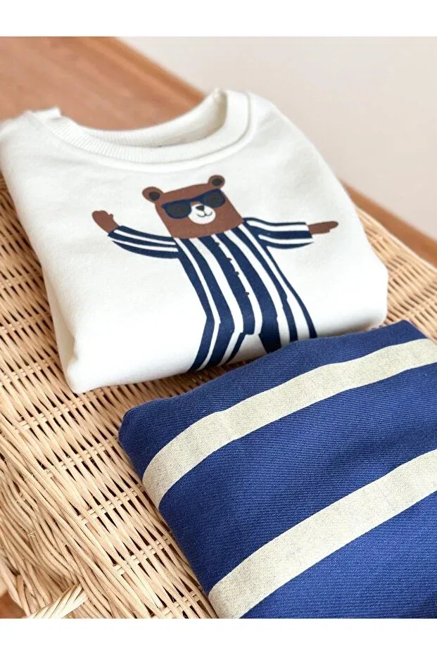 Детский комплект свитшот и брюки с принтом Skate Bear, Generic Brands, Navy Blue — фото 4