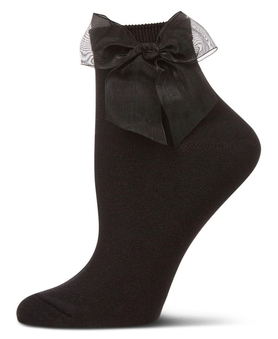 

Женские хлопковые носки до щиколотки с бантом из тюля MeMoi, Black