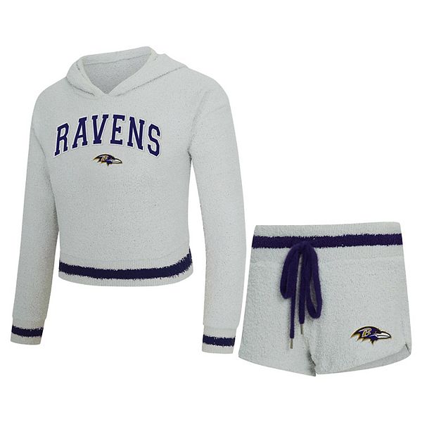 

Женский спортивный сет concepts sport gray baltimore ravens whitley с длинным рукавом и шортами Unbranded