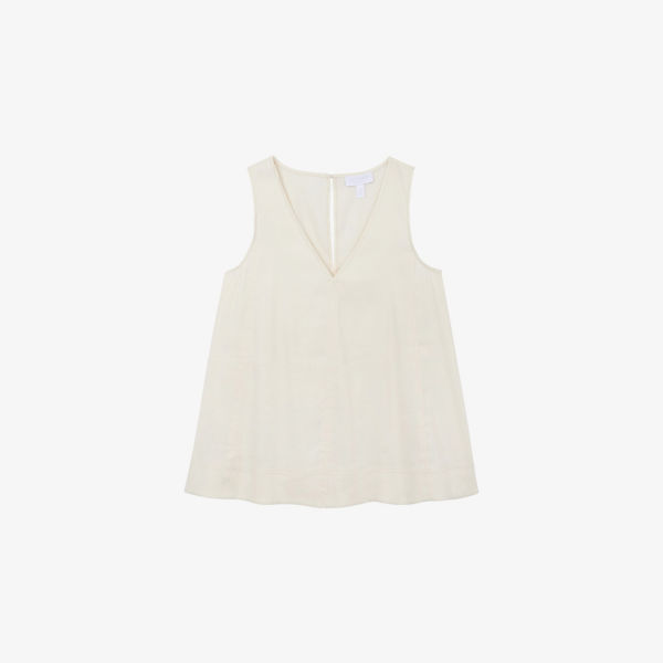 

Майка The White Company с V-образным вырезом из смесового льна, сливочный