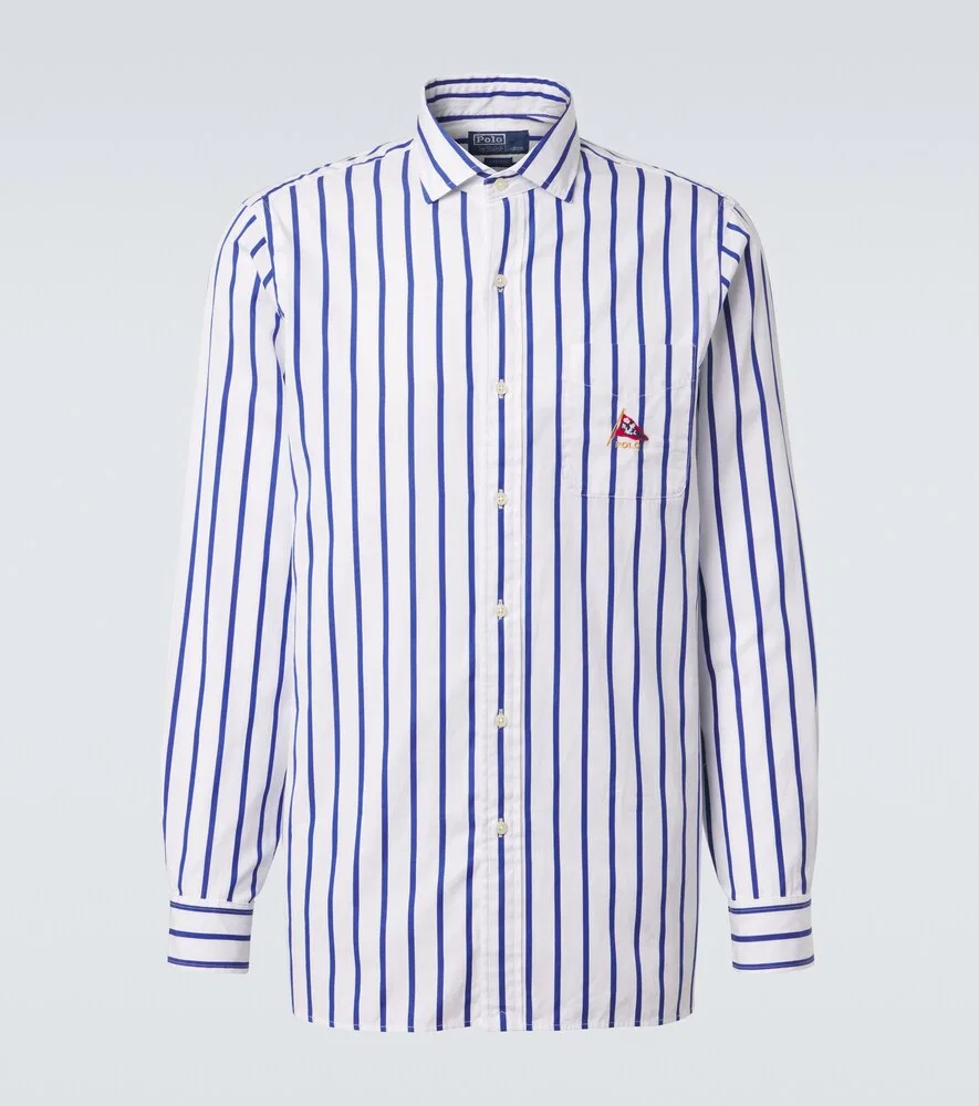 Полосатая хлопковая рубашка Polo Ralph Lauren, белый
