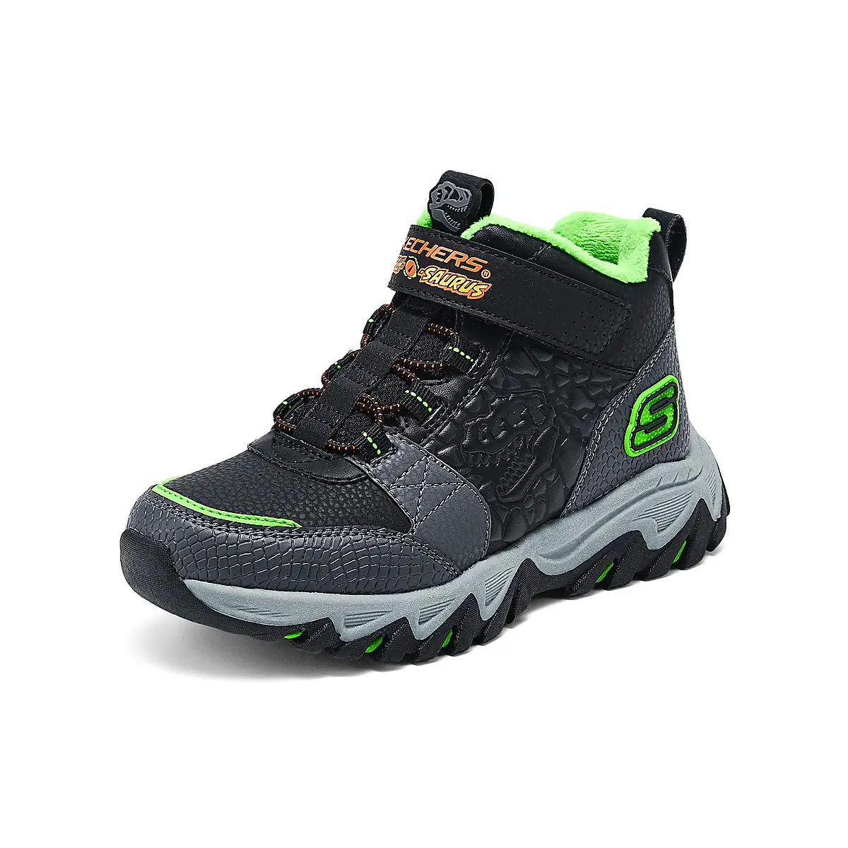 Skechers Kids Мальчиковые противоскользящие и износостойкие утепленные высокие детские уличные кроссовки black green kids' — фото 4