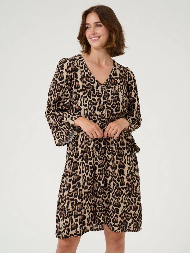 

Платье Pedra Leopard Print длиной до колена KAFFE, Beige