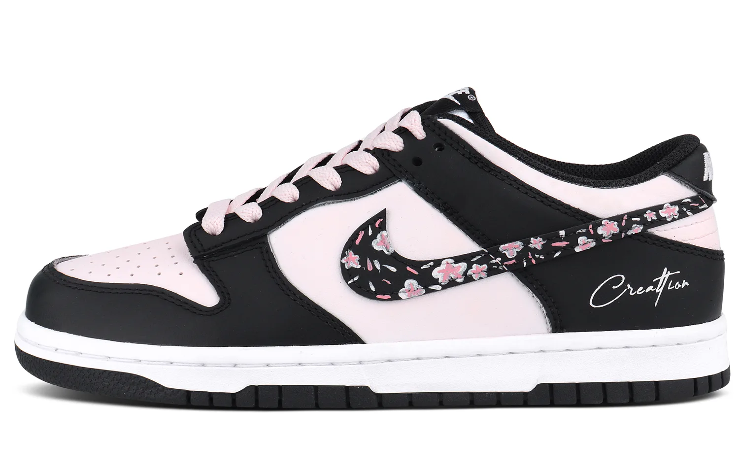 Nike Кроссовки для скейтбординга dunk leather low top kids черные розовые — фото 3