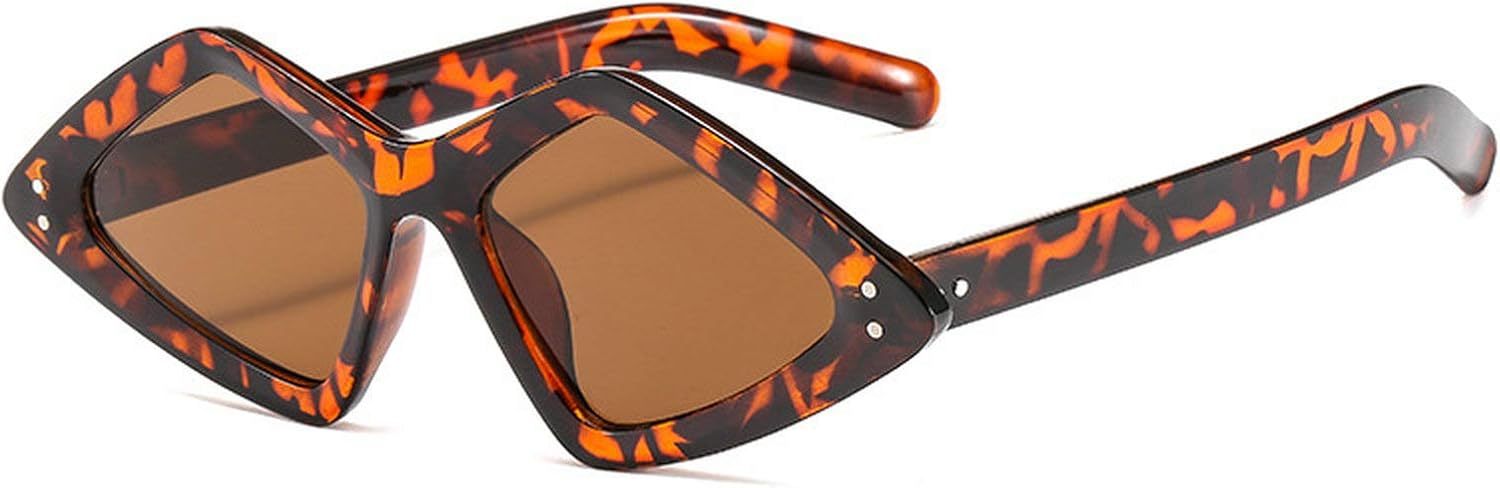 

COTIA Модные панк-солнцезащитные очки в многоугольной, неправильной формы, в маленькой оправе, ретро-стиль, женские, винтажные, уникальные, треугольные, мужские, Leopard