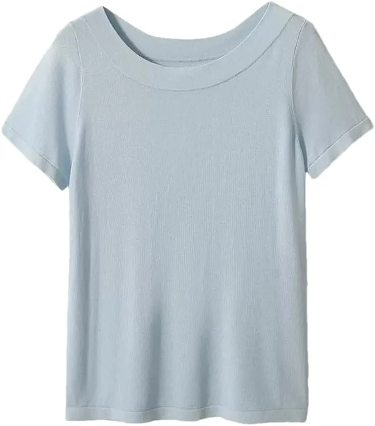 

Женская футболка Mulberry Silk с коротким рукавом и круглым вырезом Vsadsau