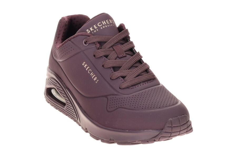 Кроссовки женские Skechers Uno темно-красного цвета, винные, 73690 — фото 3