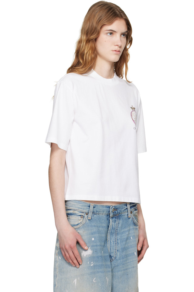 Off-White Белая футболка свободного кроя с королевской короной — фото 2