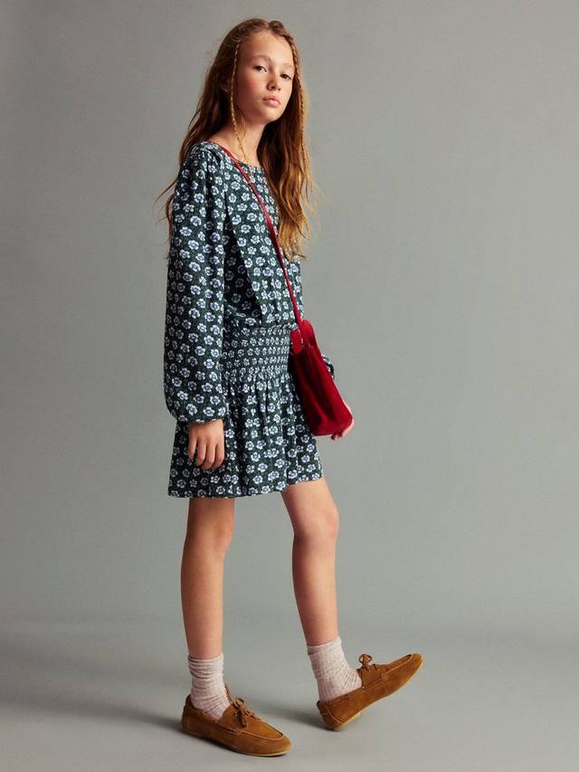 

Детское платье-сарафан Marga Cotton с длинными рукавами и цветочным принтом Mango