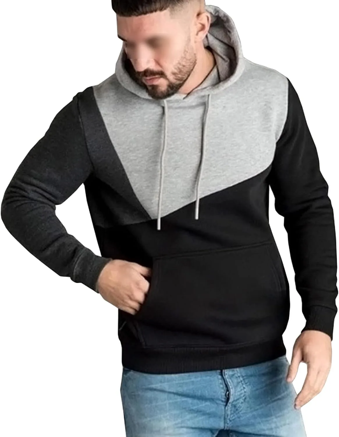 

DGHM-JLMY мужской спортивный худи с контрастной строчкой и карманом