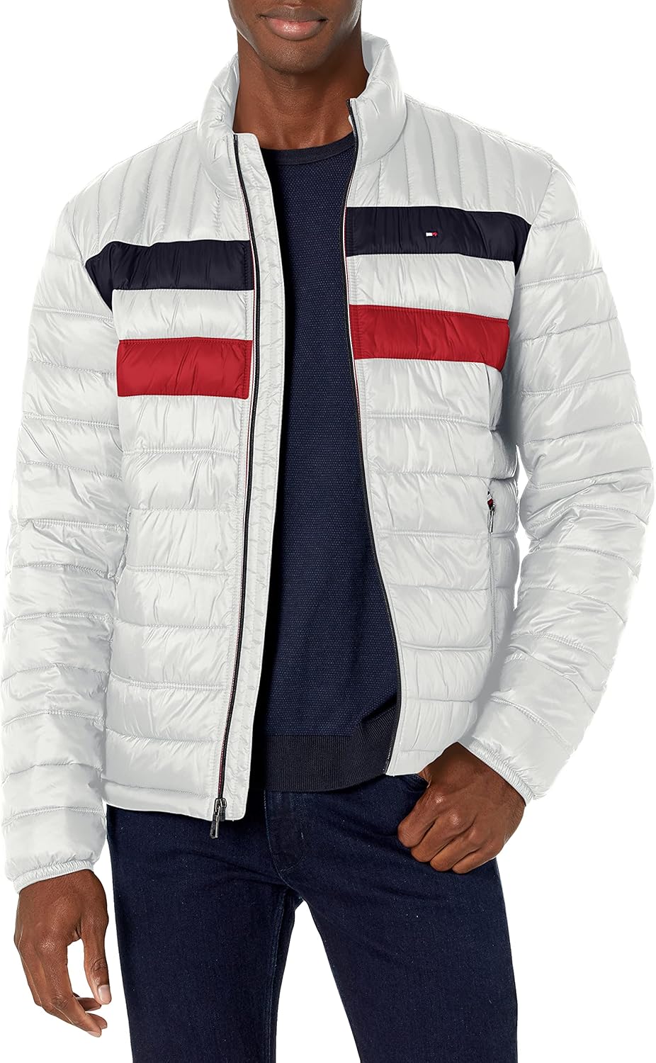 

Мужская стеганая куртка Tommy Hilfiger с вышитым логотипом, Ice Colorblock