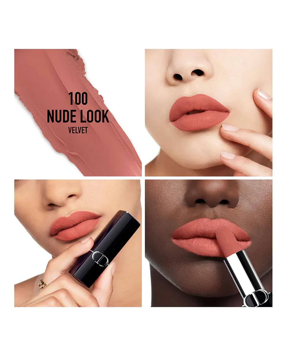 Пополнение запасов помады - 2 финиша: бархатный и сатиновый Dior, 100 Nude Look Aterciopelado — фото 2