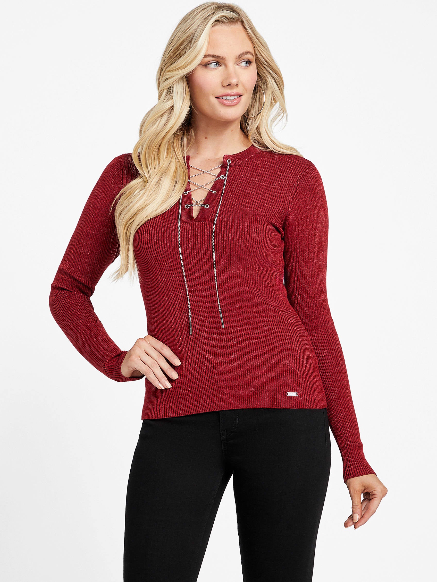 

Топ-свитер Эльзы Guess Factory, цвет beet juice red