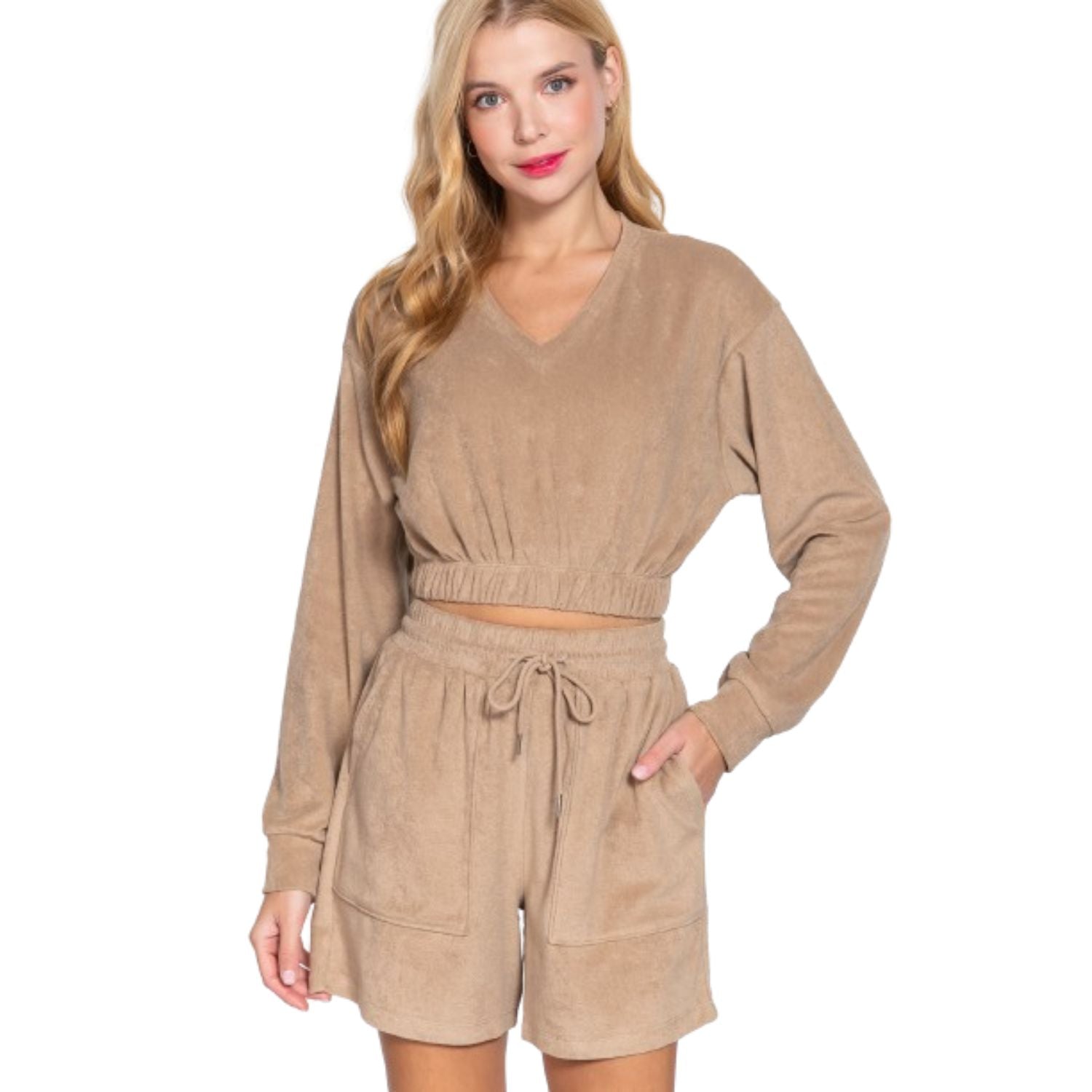 

Махровый топ с эластичным подолом FASHNZFAB, цвет mocha