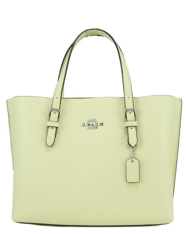 

Mollie 25 Pale Lime Маленькая кожаная сумка-тоут через плечо Кошелек Coach