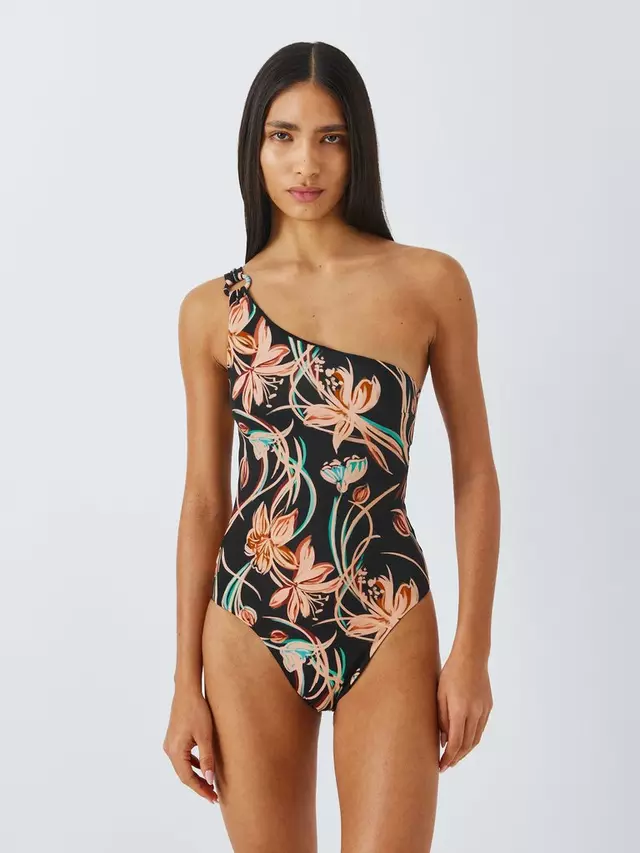 

Купальник John Lewis Ios Floral One Shoulder, цвет black/multi