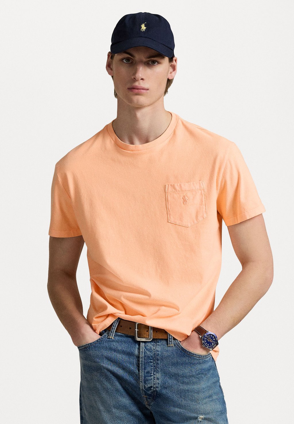 

Базовая футболка CUSTOM SLIM MINERAL-DYED POCKET T-SHIRT Polo Ralph Lauren, оранжевый