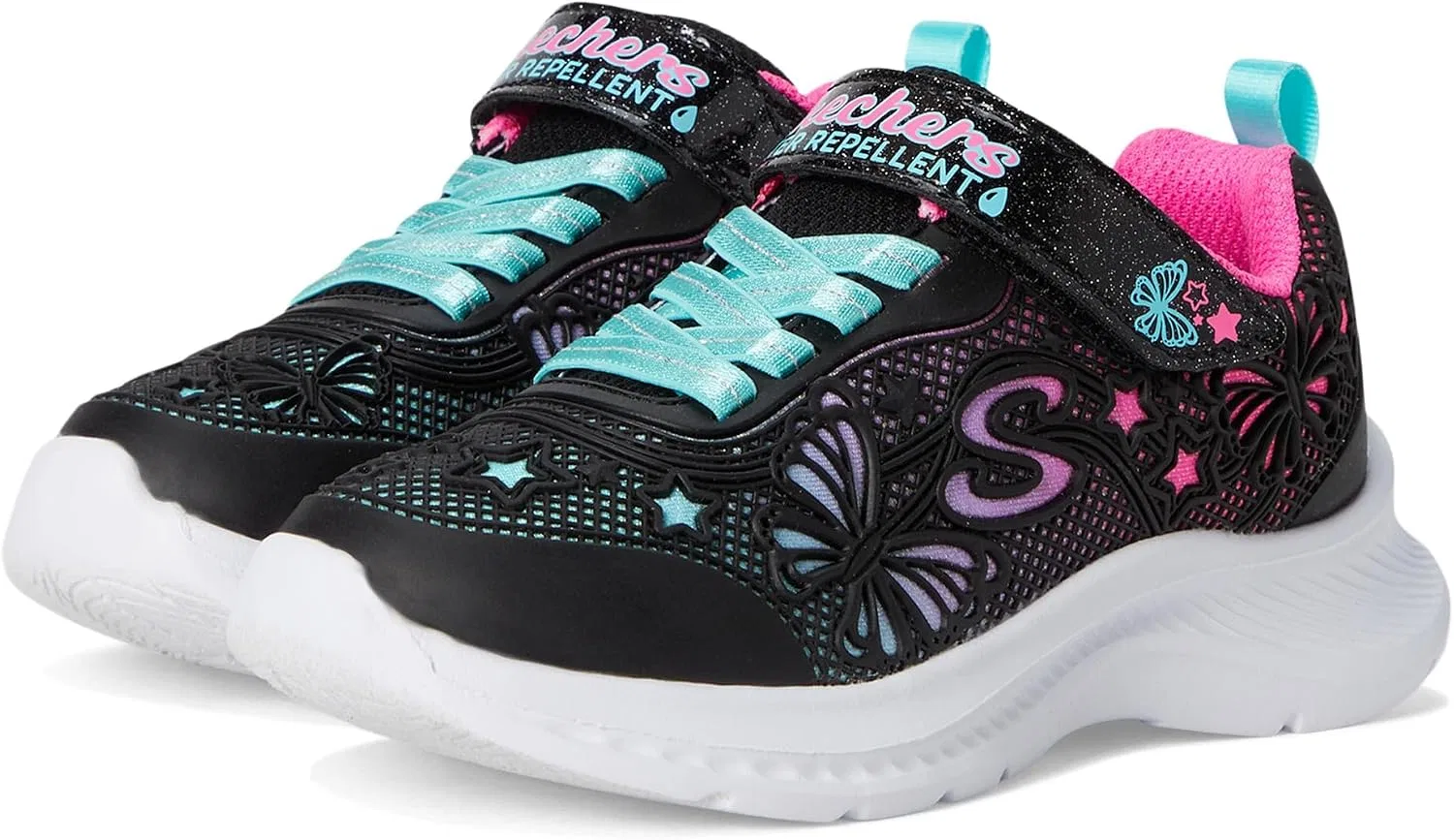 Детские кроссовки для девочек с принтом бабочки Jumpsters Butterfly Flush Skechers, Black/Multi — фото 3