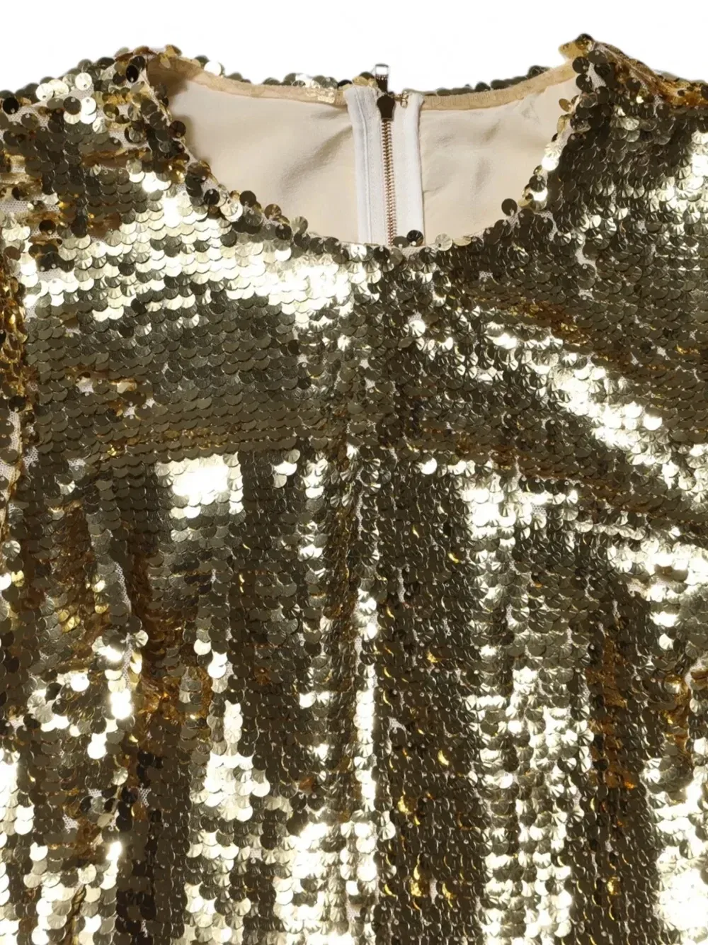 Платье мини с длинными рукавами и пайетками DOLCE & GABBANA, золотой — фото 4
