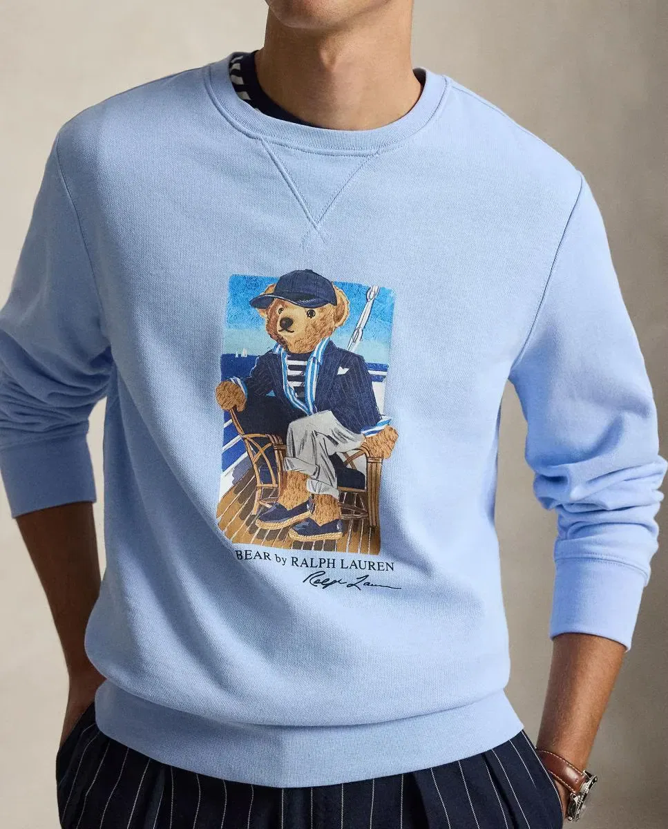 Мужская толстовка с принтом Polo Bear Polo Ralph Lauren, Azul Porcelana — фото 3