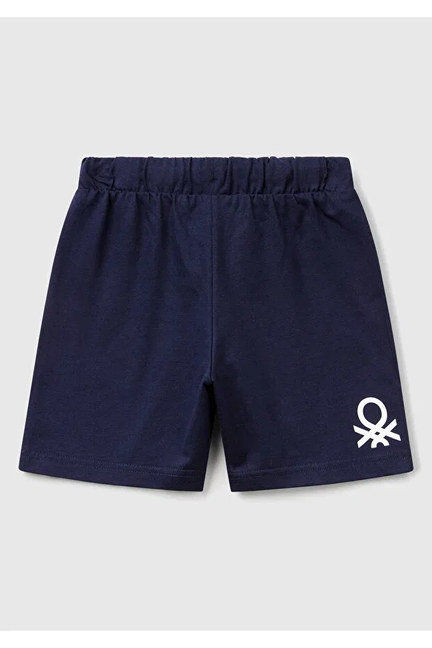 Детские шорты для мальчиков хлопковые Benetton logo bermuda combed cotton shorts United Colors Of Benetton, Navy Blue — фото 2