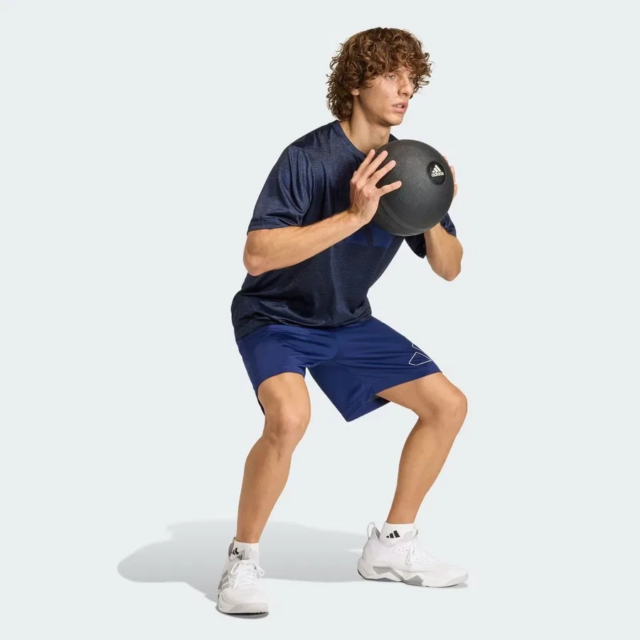 Спортивная футболка с технологией ClimaCool, модель Workout Essentials Brandlove, adidas, Темно-синий — фото 2