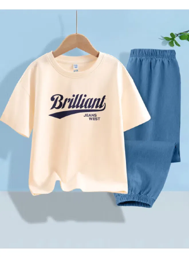 Комплект футболка с коротким рукавом и брюки от комаров, модель Boys' Summer 2025, Jeanswest, абрикосовый
