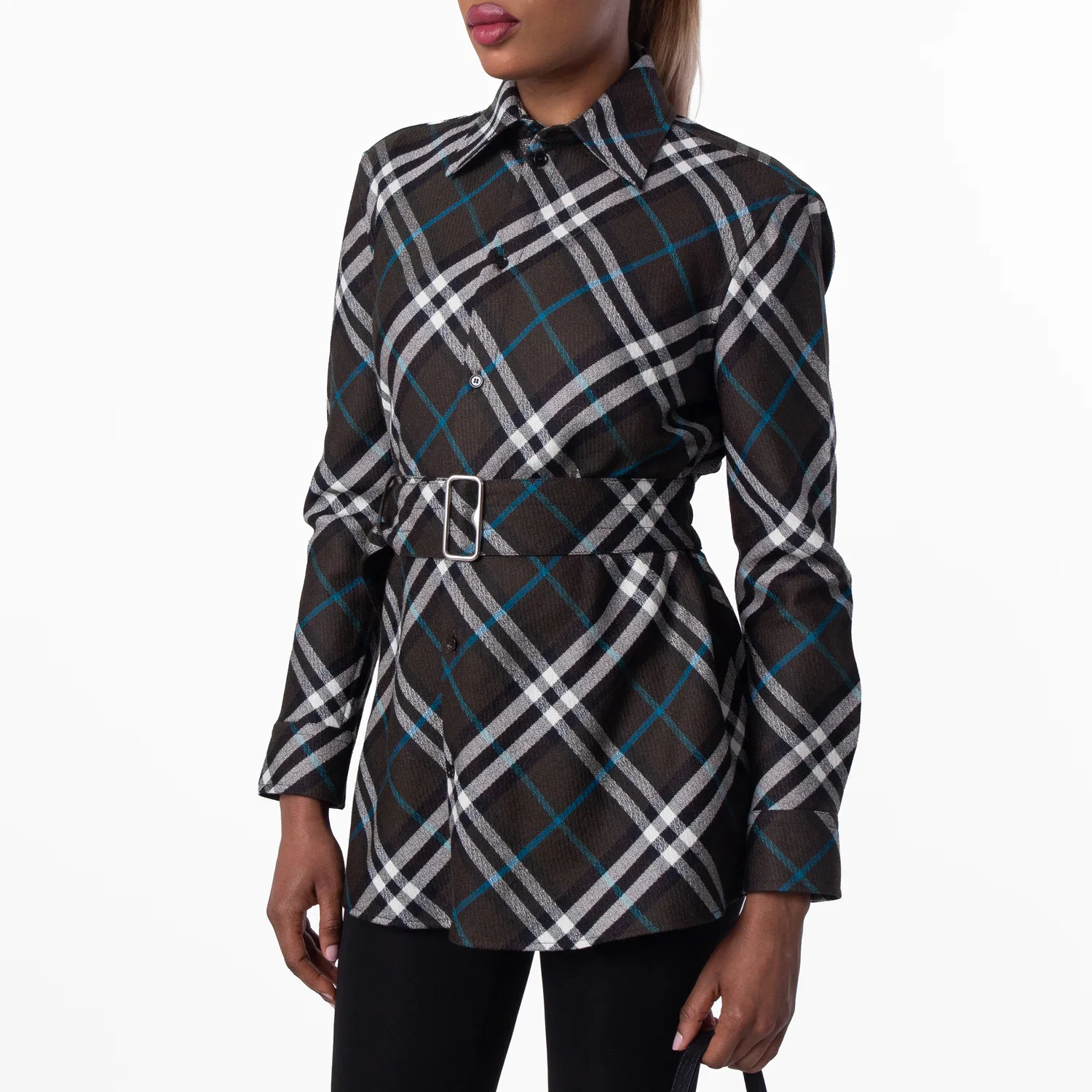 Женская рубашка с поясом в клетку Burberry, Snug Ip Check