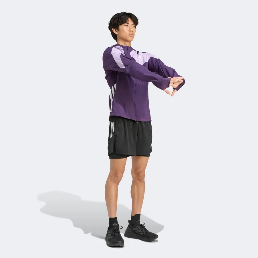 Ветровка спортивная мужская с длинным рукавом Adizero Running adidas, Фиолетовый — фото 2