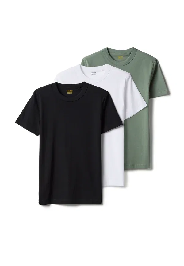Футболка хлопковая basic t-shirt Ovs, White, Green, белый/черный/зеленый