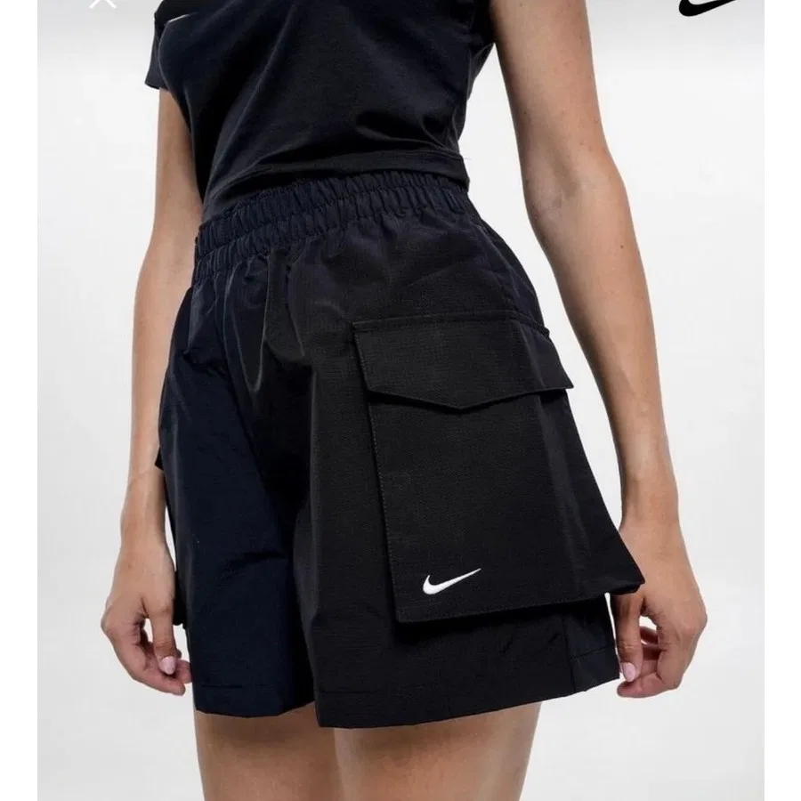 Шорты спортивные с высокой посадкой Sportswear Essential Woven Nike, Черный