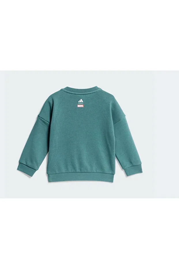 Детский спортивный костюм-двойка для мальчиков с принтом Marvel Spider-Man Kids Jogger Tracksuit Set Adidas, Preloved Teal-White — фото 3