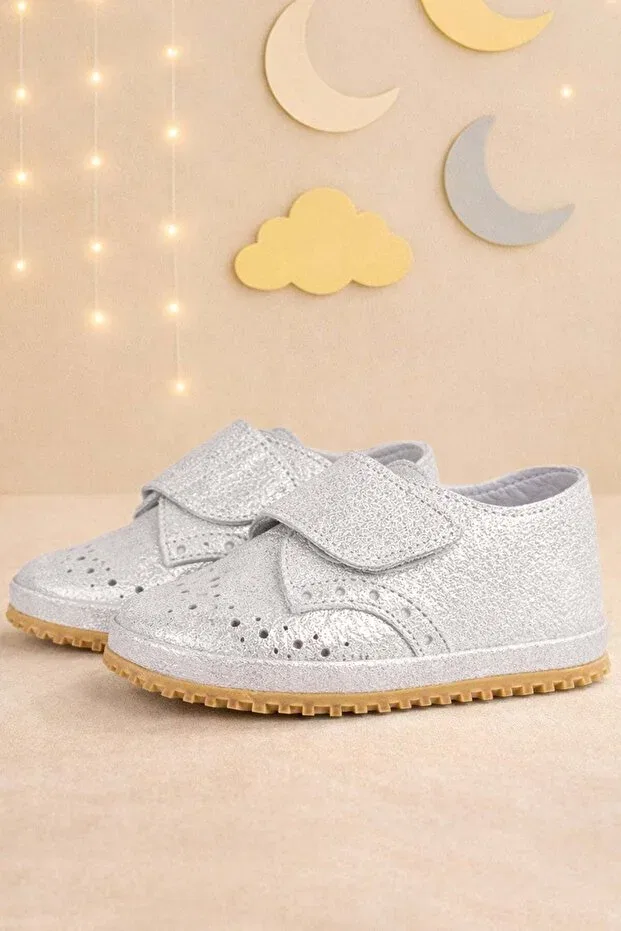 Детские пинетки для мальчиков из натуральной кожи Hapshoe, Silver