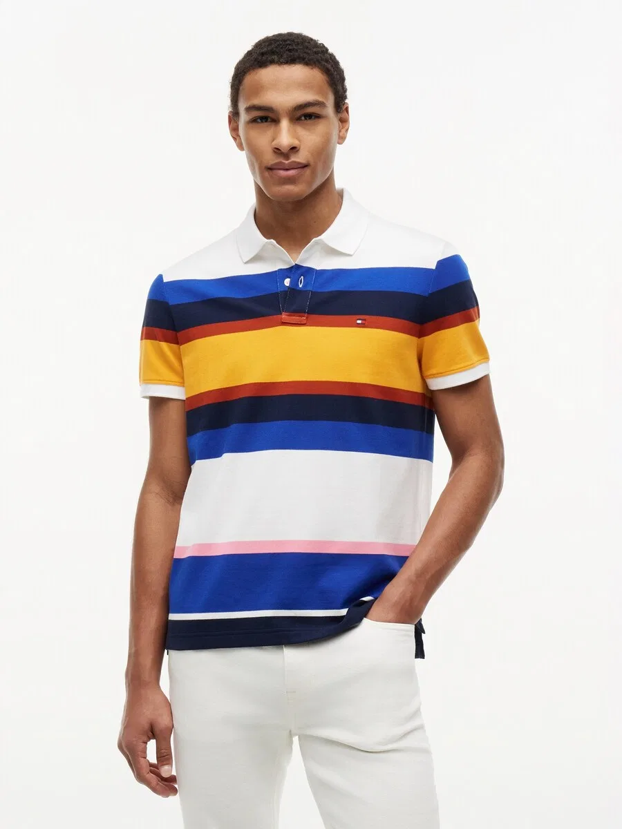 Рубашка TOMMY HILFIGER 'Regular Fit Stripe' сини темно-синего цвета — фото 2