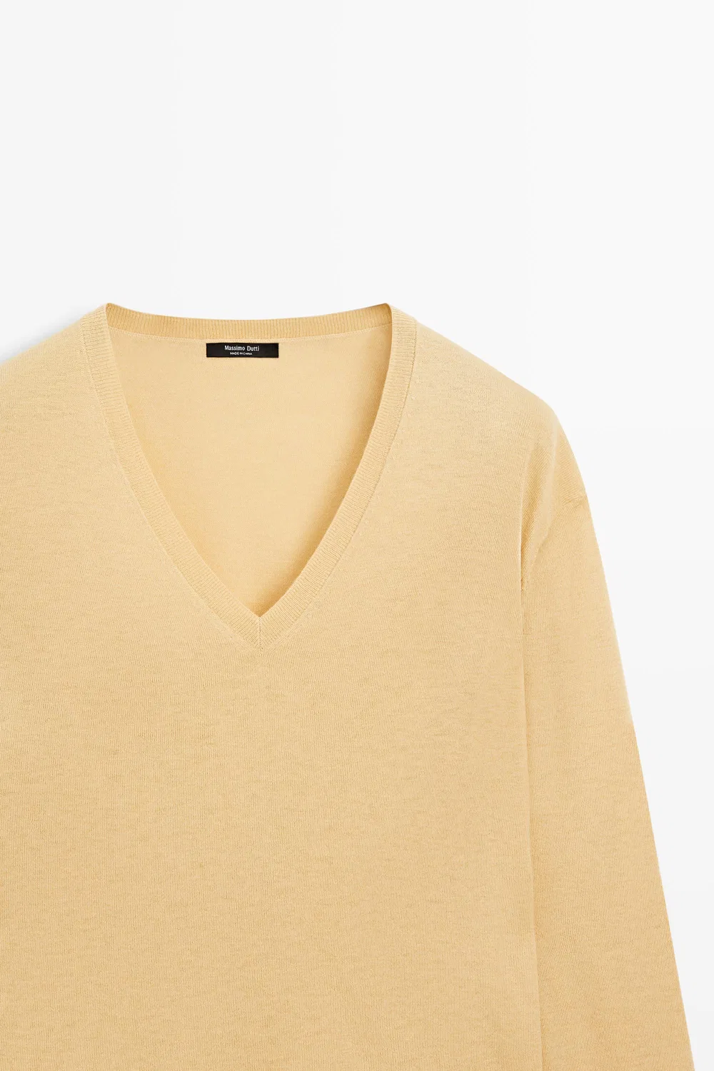 Свитер Massimo Dutti V-Neck Knit, ванильный — фото 4