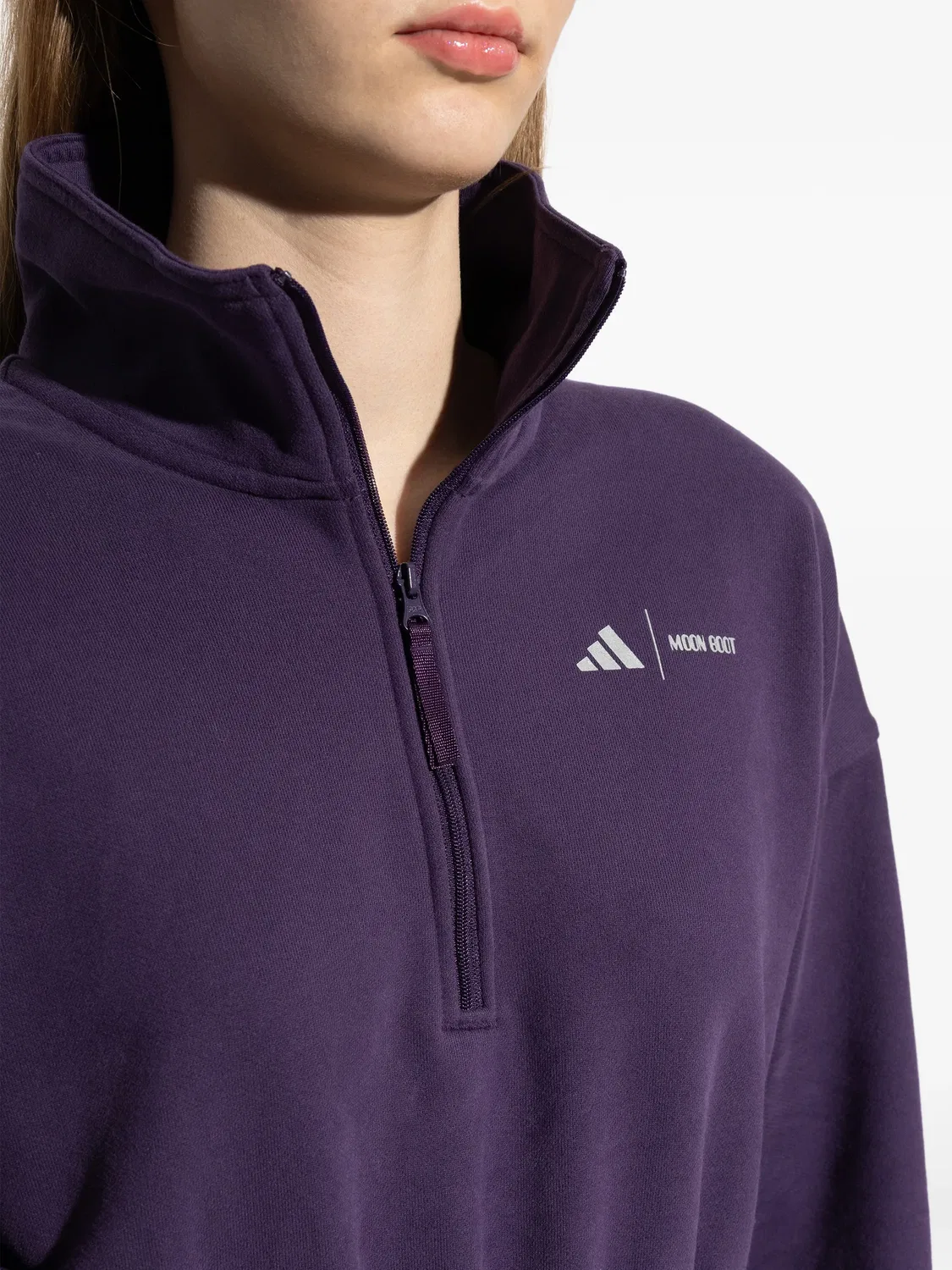 Свитер с молнией и ребристым краем Adidas, фиолетовый — фото 2
