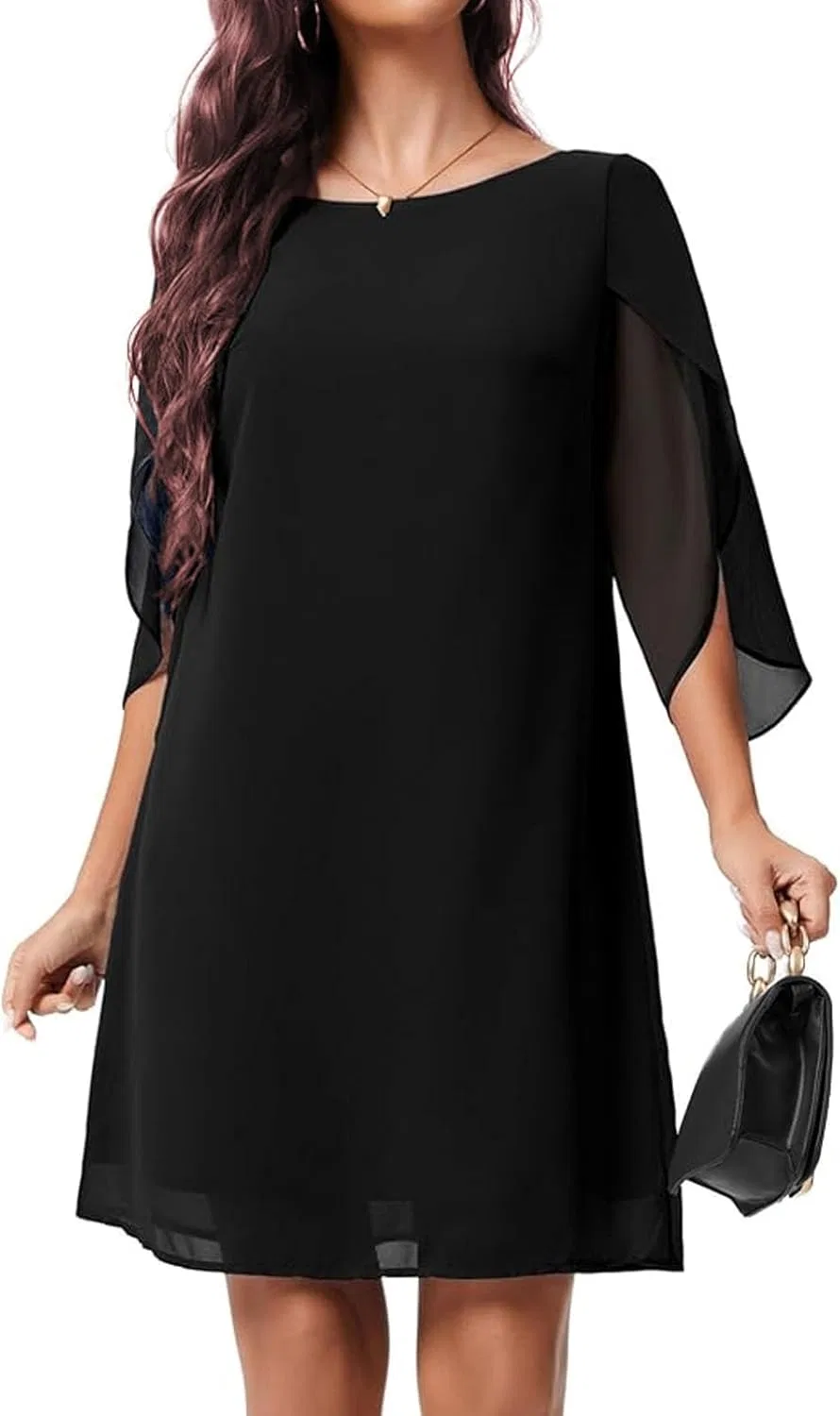 Женское коктейльное платье с рукавами-крылышками Plus Size, Black