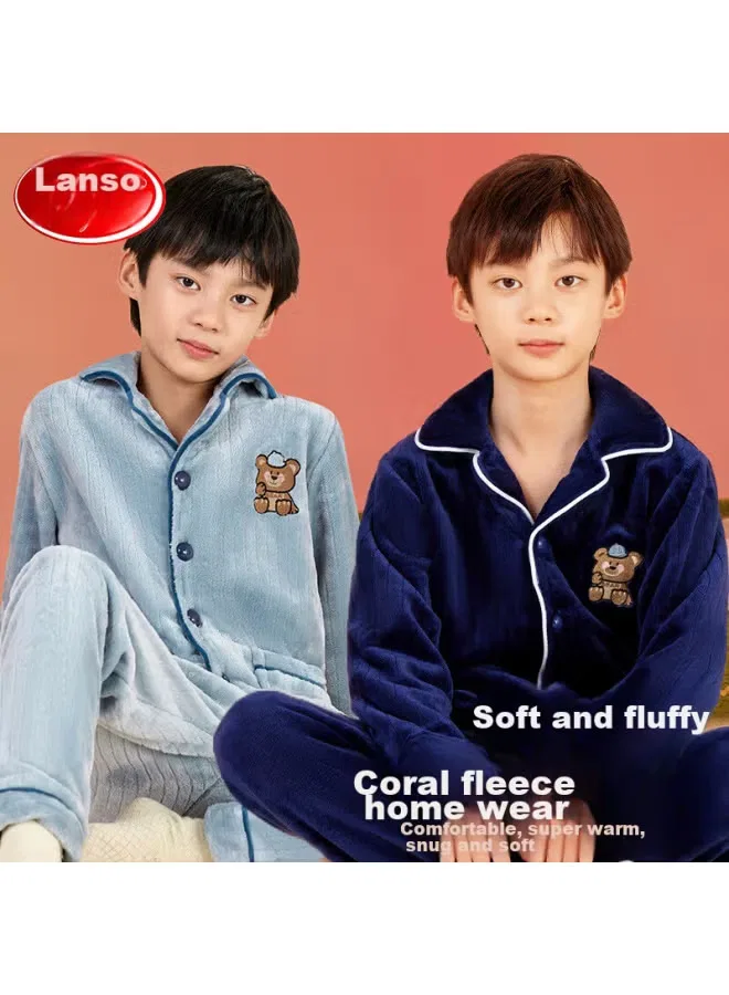 Пижамный комплект детский с длинным рукавом, модель Soft And Fluffy, Lang Sha, синий