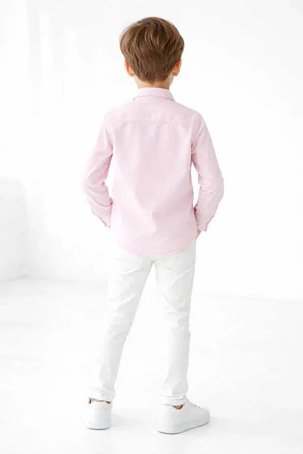 Детская рубашка для мальчиков с длинным рукавом Basics Calemore, Pink — фото 2