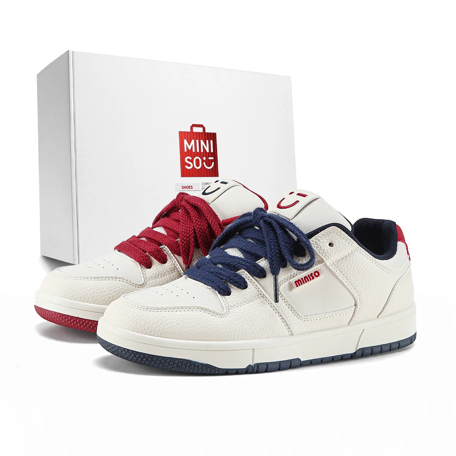 Детские кроссовки для скейтбординга MINISO, Red Blue Mismatched