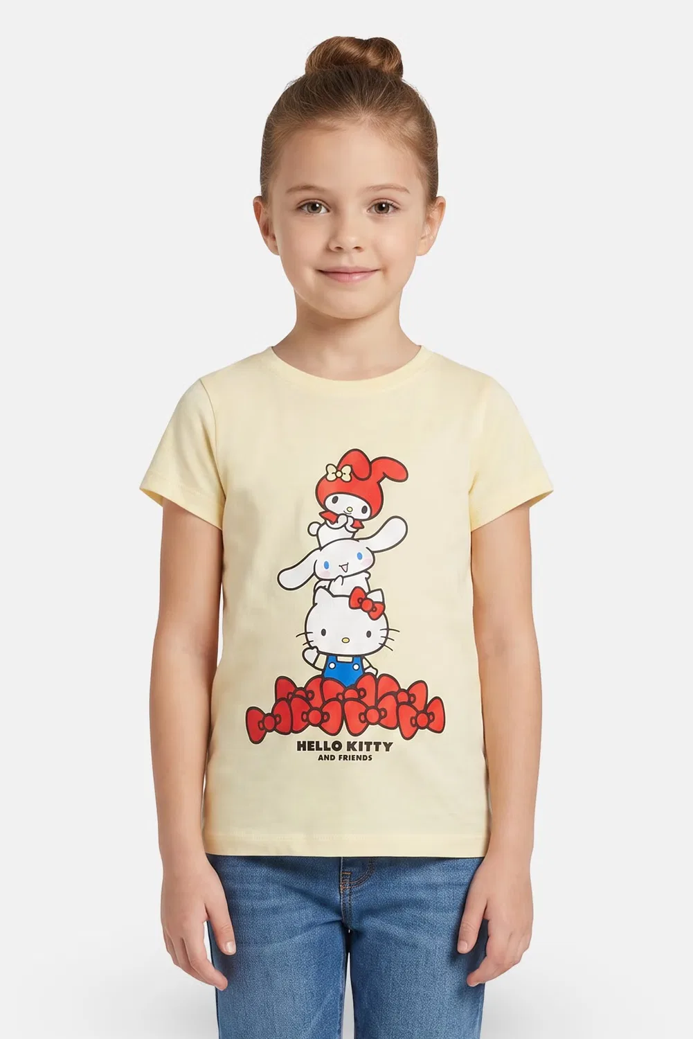 Топ с коротким рукавом с принтом Hello Kitty and Friends Sanrio, желтый