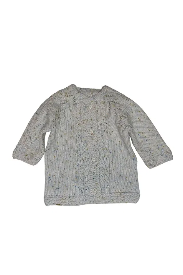 Детский кардиган с принтом Hand knitted hair braid detailed baby/child cardigan blue spotted white Pafuli, Blue — фото 3