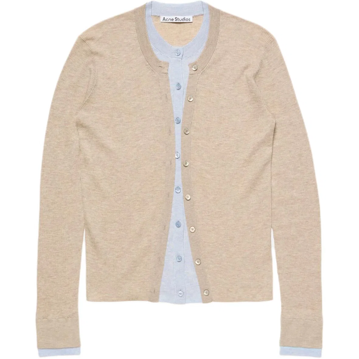 Женский свитер с круглым вырезом Beige/Light Blue Acne Studios, Бежевый/Светло-синий